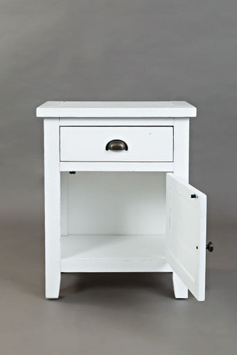 Artisan's Fusion Rustic Solid Wood Accent Table, Distressed Weathered White