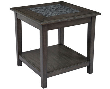 Ornate End Table with Mosaic Tile Inlay