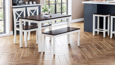 Cedar Cove Solid Acacia Farmhouse White Dining Set