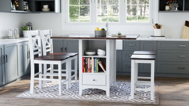 Cedar Cove Farmhouse Storage Counter Drop Leaf Dining Table
