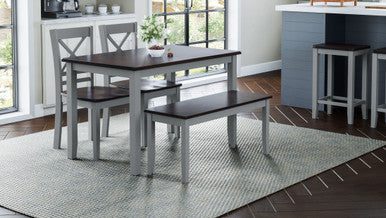 Cedar Cove Solid Acacia Farmhouse Grey Dining Set
