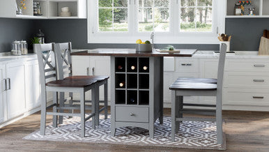 Cedar Cove Farmhouse Storage Counter Drop Leaf Dining Table