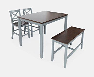 Cedar Cove Solid Acacia 4-Pc Counter Height Grey Dining Set