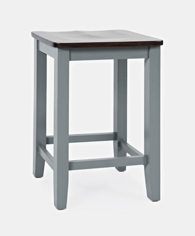 Coastal Town Solid Acacia Farmhouse Backless Saddle Stool (Set of 2)