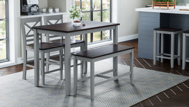 Cedar Cove Solid Acacia 4-Pc Counter Height Grey Dining Set