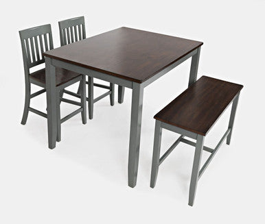 Poppy Drive Farmhouse 4-Piece Grey Counter Height Dining Set