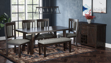 Country Side 72" Distressed Solid Wood Trestle Dining Table