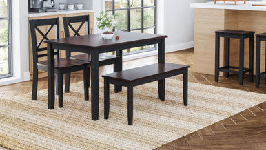 Cedar Cove Solid Acacia Farmhouse Black Dining Set