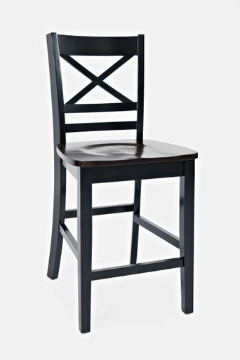 Coastal Town Solid Acacia Farmhouse X Back Stool (Set of 2)