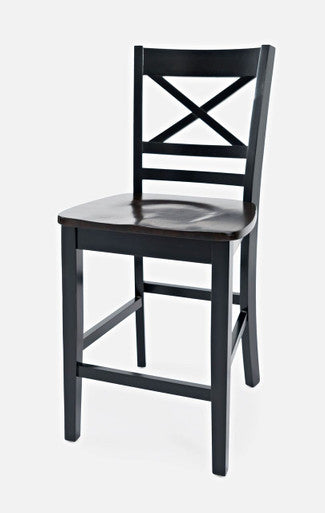 Coastal Town Solid Acacia Farmhouse X Back Stool (Set of 2)