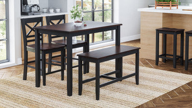 Cedar Cove Solid Acacia 4-Pc Counter Height Black Dining Set