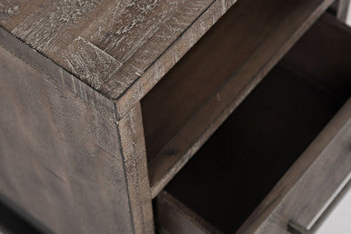 Meridian Distressed Solid Wood USB Charging Chairside Table