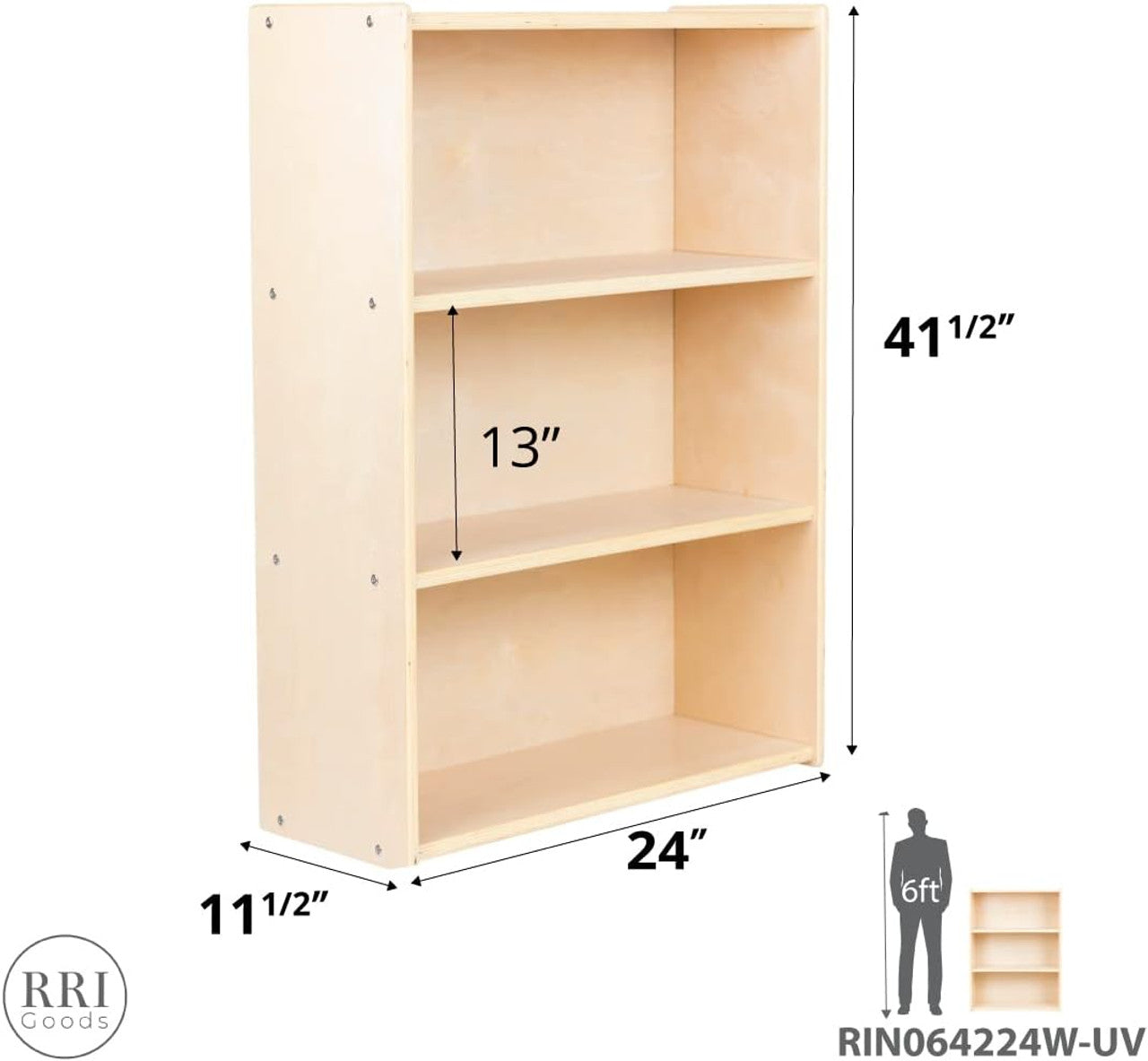 RRI Goods Montessori Birch Bookshelf with 3 Tier Shelves