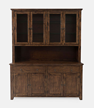 Urban Mission Style Hutch with LED Lights and 4 Door Server