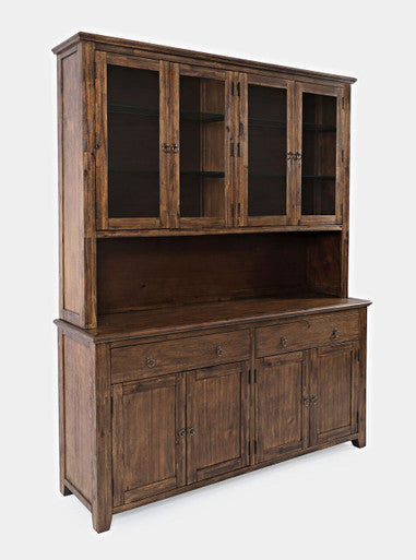 Urban Mission Style Hutch with LED Lights and 4 Door Server