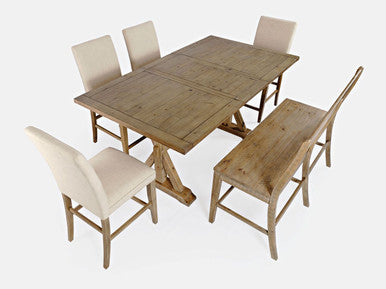 Cedar Circle Solid Wood 78" Six-Piece Counter Height Dining Set
