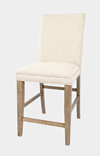 Carly Way Modern Solid Wood Upholstered Parsons Stool - Set of 2