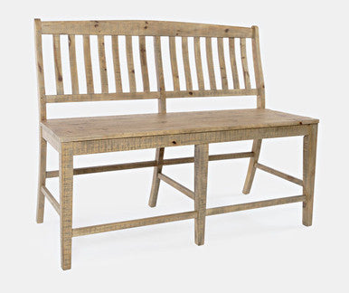 Cedar Circle Solid Wood Slat-Back Counter Height Bench