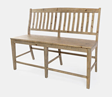 Cedar Circle Solid Wood Slat-Back Counter Height Bench