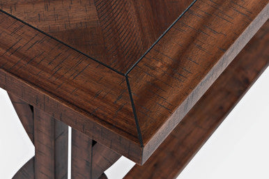 Vista Transitional Herringbone Distressed Acacia Sofa Table