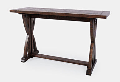 Vista Transitional Herringbone Distressed Acacia Sofa Table