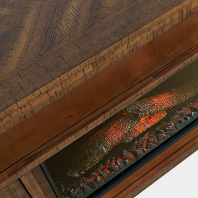 Vista Modern 60" Chevron Fireplace Storage Console TV Stand, Dark Brown