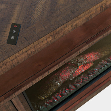 Vista Modern 60" Chevron Fireplace Storage Console TV Stand, Dark Brown