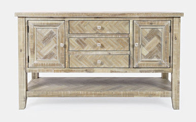 Vista Transitional Herringbone Distressed Acacia Buffet Server