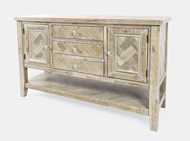 Vista Transitional Herringbone Distressed Acacia Buffet Server