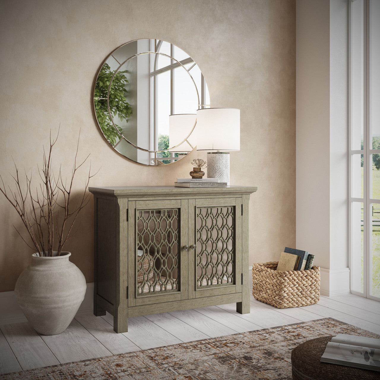 Bella 38" Luxury Mirrored Accent Storage Cabinet
