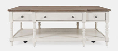 Farmhouse 52" 3-Drawer Coffee Table with Shelf