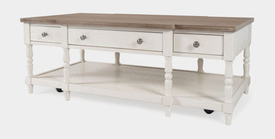 Farmhouse 52" 3-Drawer Coffee Table with Shelf