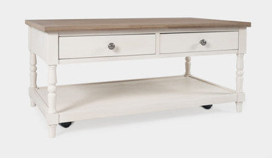 Orchard Country Farmhouse 42" 2-Drawer Coffee Table with Shelf