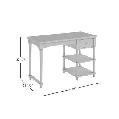 Country Farmhouse USB Charging Desk with 1 Drawer and Shelves