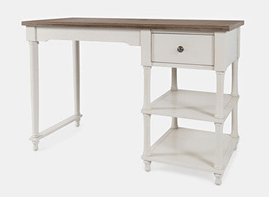 Country Farmhouse USB Charging Desk with 1 Drawer and Shelves