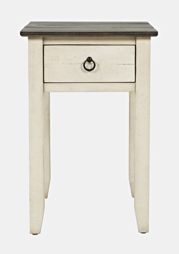 Jason Farmhouse Distressed Solid Wood End Table with Drawer