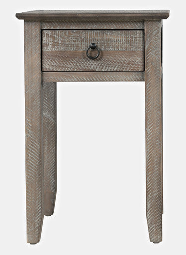 Jason Farmhouse Distressed Solid Wood End Table with Drawer