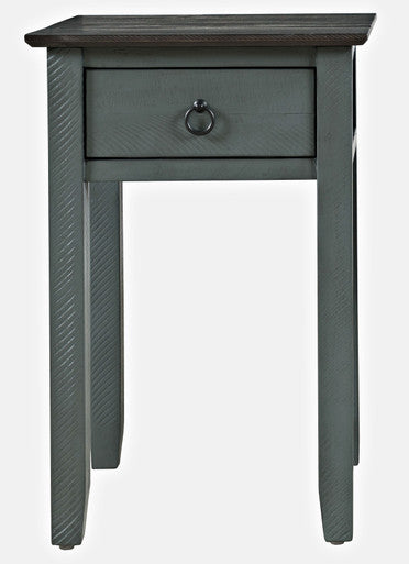 Jason Farmhouse Distressed Solid Wood End Table with Drawer