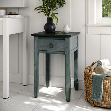 Jason Farmhouse Distressed Solid Wood End Table with Drawer