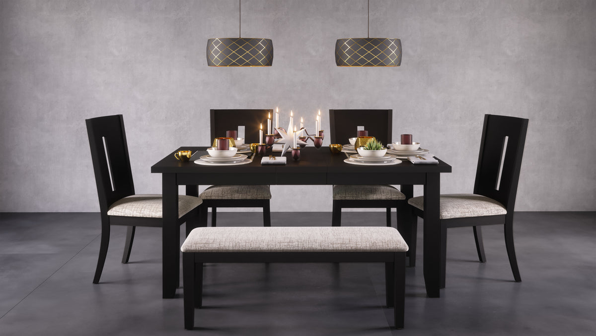 45" Upholstered Dining Bench – Solid Acacia Wood