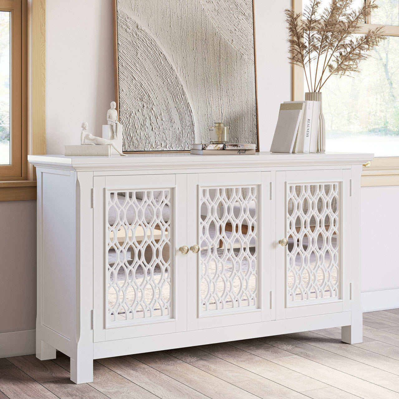 Bella 54" Luxury Mirrored Accent Storage Cabinet
