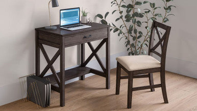 Compact Desk with Built-In USB Ports and Power Outlets