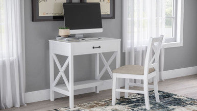 Compact Desk with Built-In USB Ports and Power Outlets