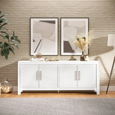 Urban Mid-Century Chevron Four-Door 79" Accent Cabinet