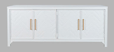 Urban Mid-Century Chevron Four-Door 79" Accent Cabinet