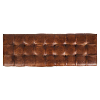 Brooks 50" Genuine Leather Mid-Century Modern Ottoman Bench