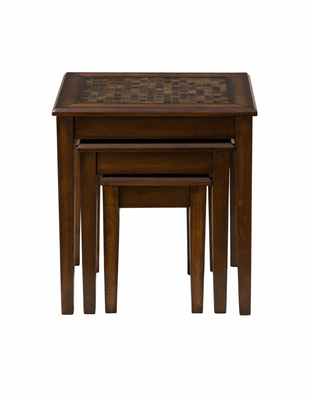 Ornate Nesting Tables with Mosaic Tile Inlay (Set of 3)