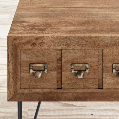 Country Side Solid Wood Coffee Table with Apothecary Drawers