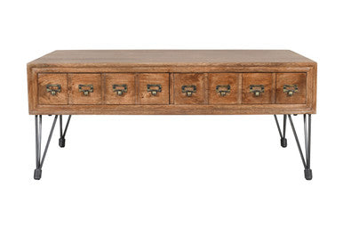 Country Side Solid Wood Coffee Table with Apothecary Drawers