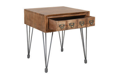 Country Side Solid Wood End Table with Apothecary Drawers